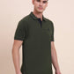 Olive Green Solid Slim Fit Polo T-Shirt | Greenfibre