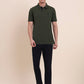 Olive Green Solid Slim Fit Polo T-Shirt | Greenfibre