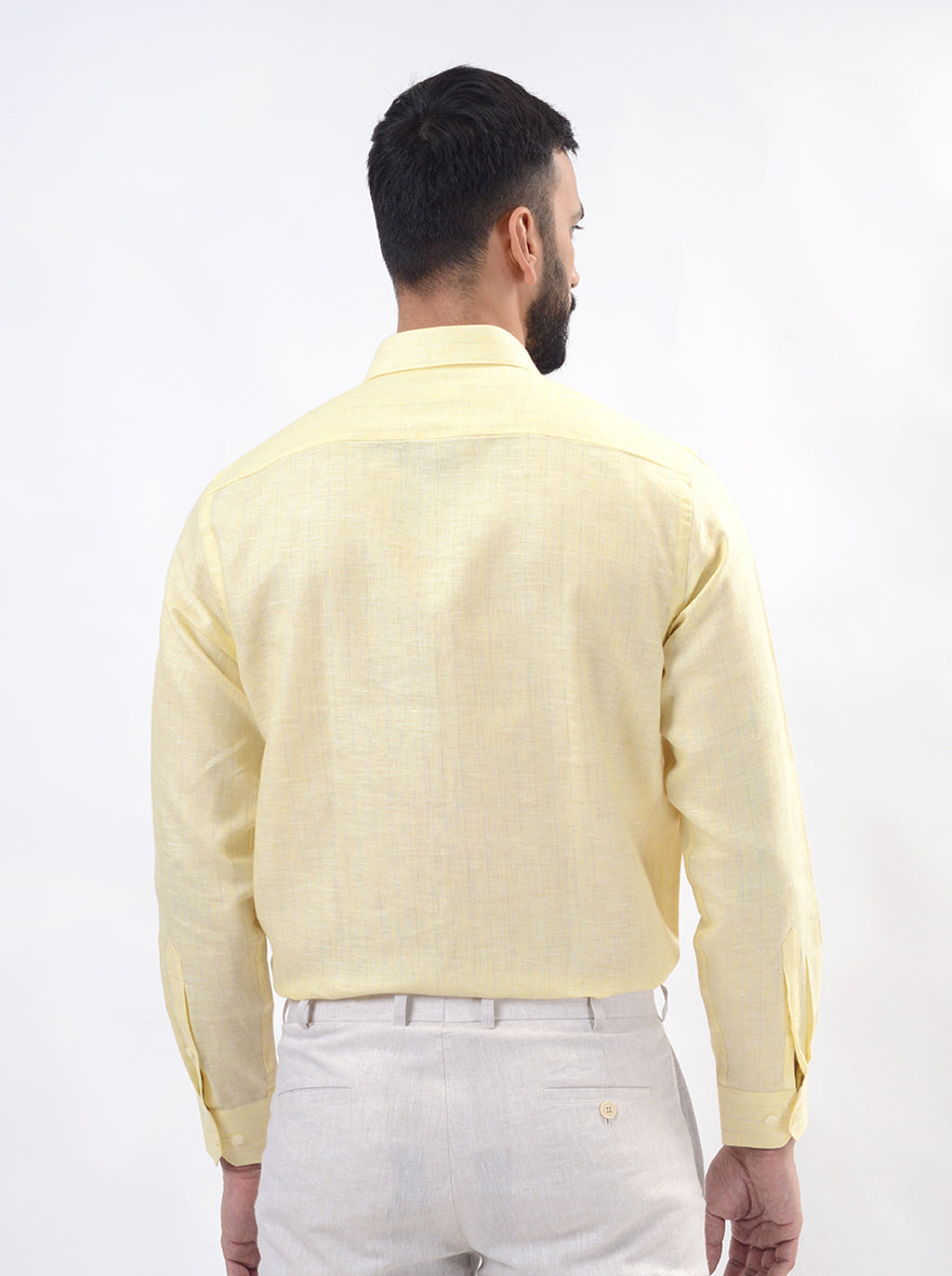 Yellow Striped Regular Fit Formal Shirt | JadeBlue