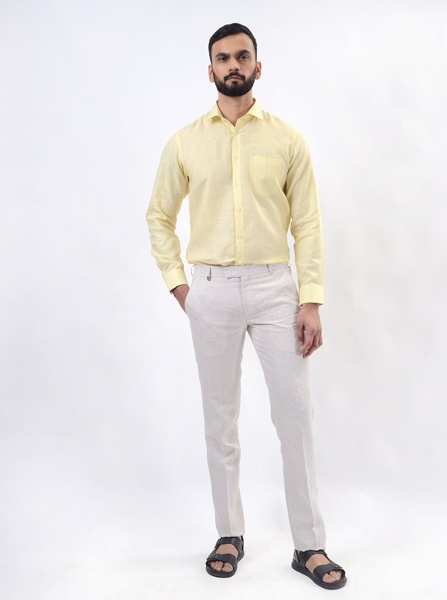 Yellow Striped Regular Fit Formal Shirt | JadeBlue