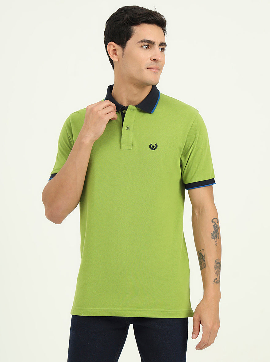 Parrot Green Solid Slim Fit Polo T-Shirt | Greenfibre