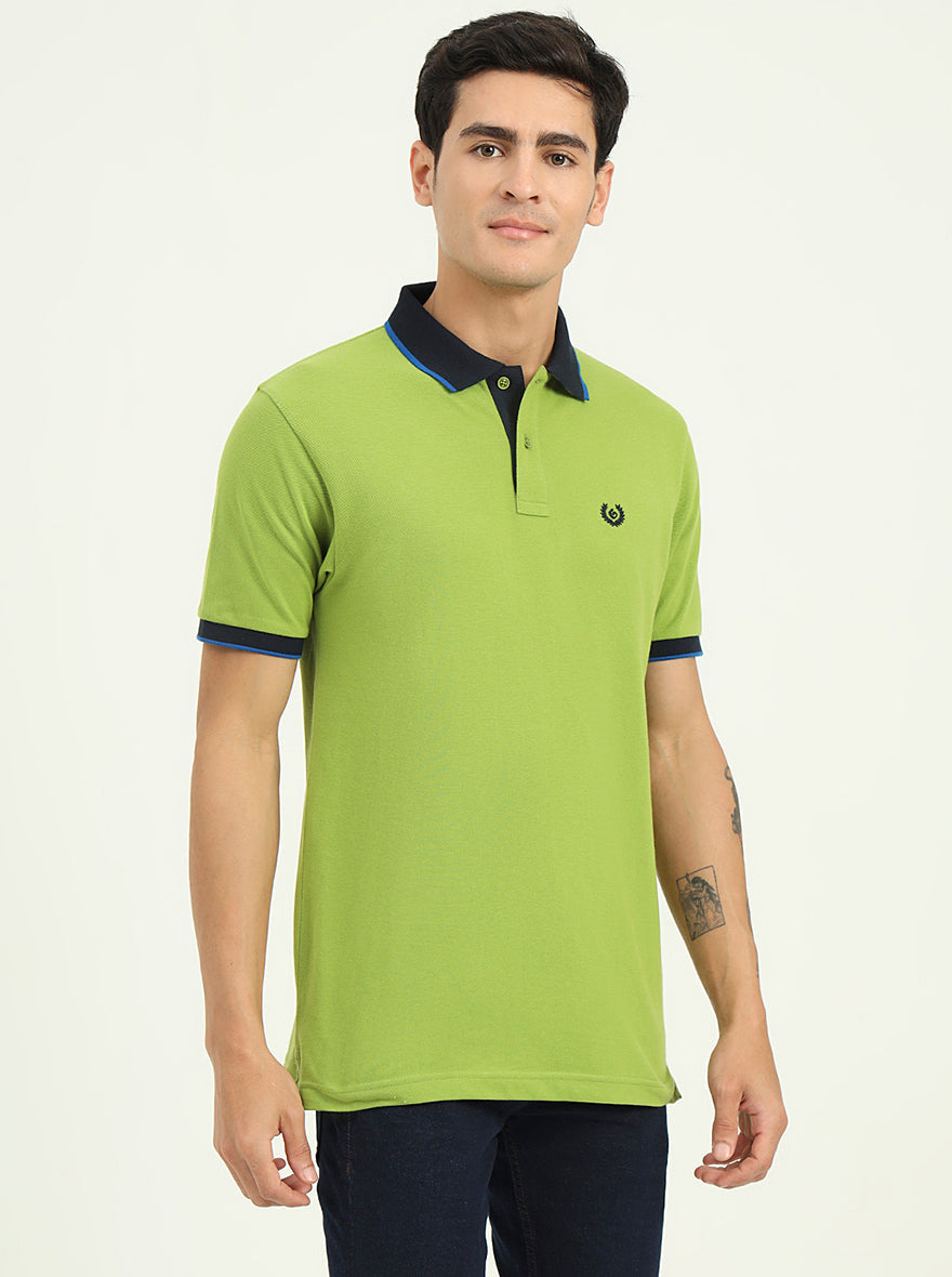 Parrot Green Solid Slim Fit Polo T-Shirt | Greenfibre