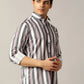Grey Striped Slim Fit Party Wear Shirt | JB Studio