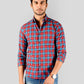 Chinese Red & Blue Checked Slim Fit Casual Shirt | Greenfibre