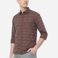 Coffee Brown Printed Slim Fit Semi Casual Shirt | Greenfibre