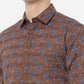 Coffee Brown Printed Slim Fit Semi Casual Shirt | Greenfibre