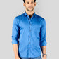 Cobalt Blue Printed Slim Fit Casual Shirt | Greenfibre