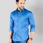 Cobalt Blue Printed Slim Fit Casual Shirt | Greenfibre