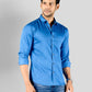 Cobalt Blue Printed Slim Fit Casual Shirt | Greenfibre