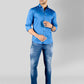 Cobalt Blue Printed Slim Fit Casual Shirt | Greenfibre