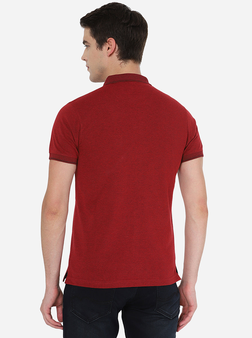 Red Solid Slim Fit Polo T-Shirt | Greenfibre