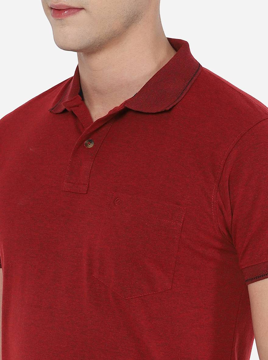 Red Solid Slim Fit Polo T-Shirt | Greenfibre