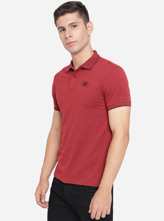 Brick Red Solid Slim Fit Polo T-Shirt | Greenfibre