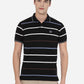 Black Striped Slim Fit Polo T-Shirt | Greenfibre