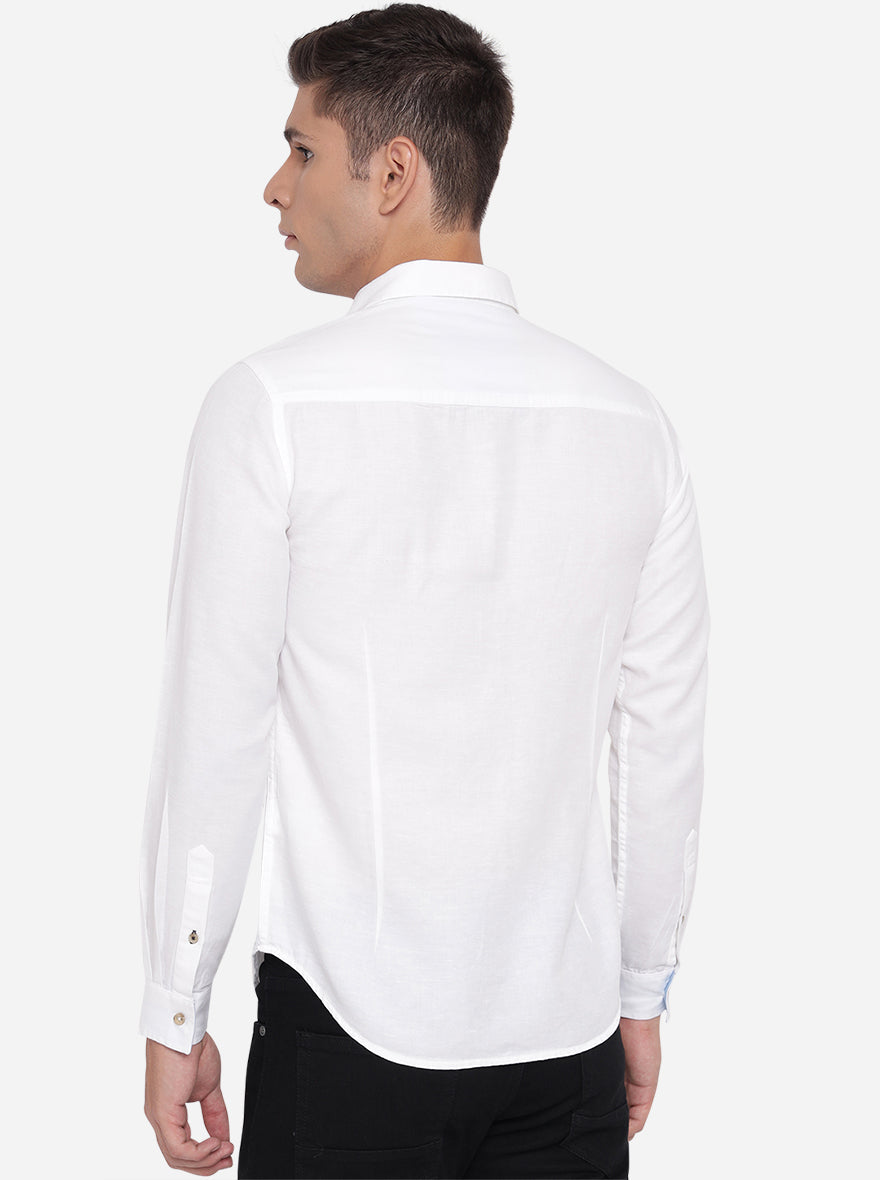 Bright White Solid Slim Fit Semi Casual Shirt | Greenfibre