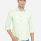 Paradise Green Solid Slim Fit Semi Casual Shirt | Greenfibre