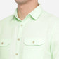 Paradise Green Solid Slim Fit Semi Casual Shirt | Greenfibre