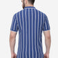 Azure Blue Striped Slim Fit Polo T-Shirt | Greenfibre