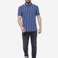 Azure Blue Striped Slim Fit Polo T-Shirt | Greenfibre