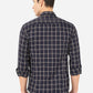 Navy Blue Checked Slim Fit Casual Shirt | Greenfibre