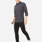 Navy Blue Checked Slim Fit Casual Shirt | Greenfibre