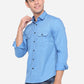 Campanula Blue Solid Slim Fit Semi Casual Shirt | Greenfibre