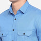 Campanula Blue Solid Slim Fit Semi Casual Shirt | Greenfibre