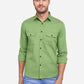 Piquant Green Solid Slim Fit Casual Shirt | Greenfibre