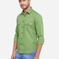 Piquant Green Solid Slim Fit Casual Shirt | Greenfibre