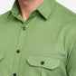 Piquant Green Solid Slim Fit Casual Shirt | Greenfibre