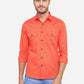 Orange Solid Slim Fit Casual Shirt | Greenfibre