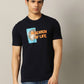 Navy Blue Printed Slim Fit T-Shirt | JadeBlue