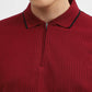 Wine Jacquard Slim Fit Polo T-Shirt | Greenfibre
