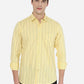 Yellow Striped Slim Fit Casual Shirt | Greenfibre