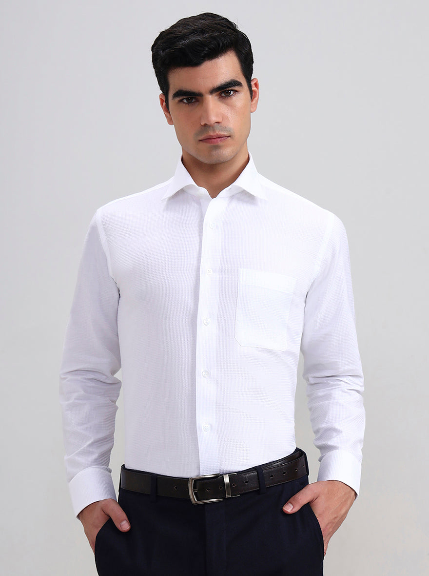 White Solid Regular Fit Formal Shirt | Greenfibre