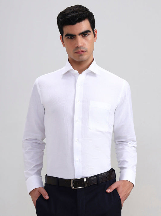 White Solid Regular Fit Formal Shirt | Greenfibre