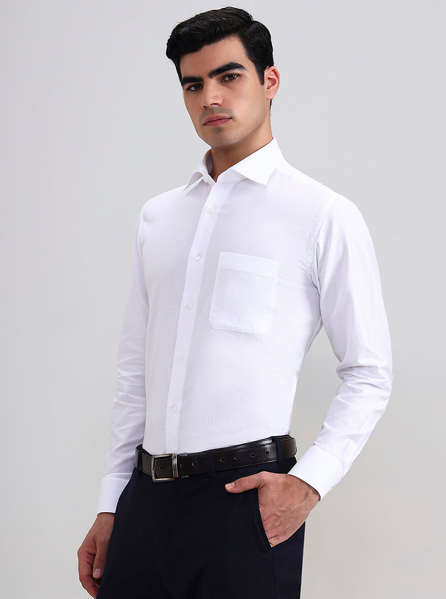 White Solid Regular Fit Formal Shirt | Greenfibre