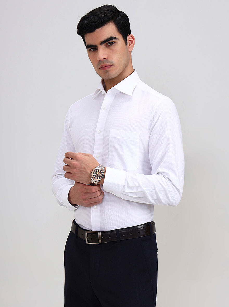 White Solid Regular Fit Formal Shirt | Greenfibre