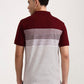Wine & White Striped Slim Fit Polo T-Shirt | Greenfibre