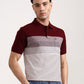 Wine & White Striped Slim Fit Polo T-Shirt | Greenfibre