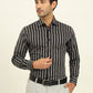 Black & Cream Striped Slim Fit Formal Shirt | Metal