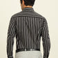 Black & Cream Striped Slim Fit Formal Shirt | Metal