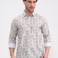 Beige & Green Printed Slim Fit Casual Shirt | Greenfibre