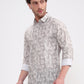 Beige & Green Printed Slim Fit Casual Shirt | Greenfibre