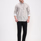 Beige & Green Printed Slim Fit Casual Shirt | Greenfibre