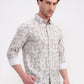 Beige & Green Printed Slim Fit Casual Shirt | Greenfibre