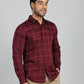 Maroon Checked Slim Fit Casual Shirt | JadeBlue