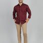 Maroon Checked Slim Fit Casual Shirt | JadeBlue