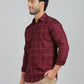 Maroon Checked Slim Fit Casual Shirt | JadeBlue