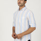 Light Blue Striped Slim Fit Casual Shirt | Greenfibre